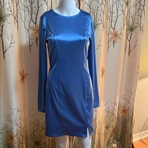 GB Girls Shimmering Blue Long Sleeve Dress